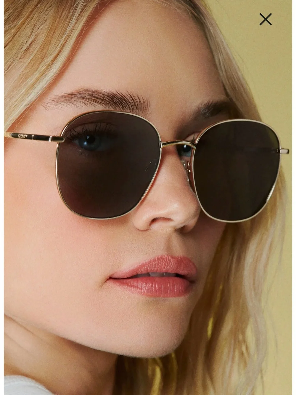 Quay Australia Gold Frame Black Lens Round Sunglasses, Gold/Smoke